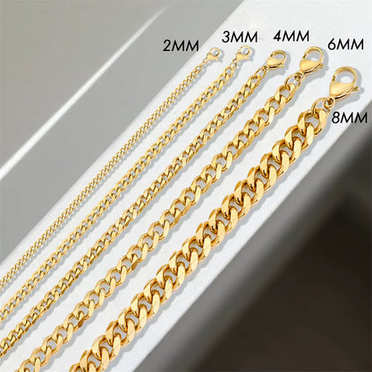 Emanco Stainless Steel Cuban Chain Necklace for Men - Gold-Plated Fashion Jewelry in Multiple Sizes