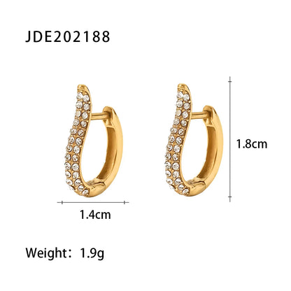 Uworld Trendy Full Zircon Gold Silver Blingbling Hoop Earrings 18K Gold PVD Plated Stainless Steel for Women Trendy Pendientes