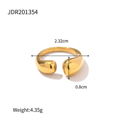 Uworld Trendy 18K Gold Plated Cuff Ring 316L Stainless Steel Chunky Rings for Women Adjustable Open Rings Jewelry Accessories