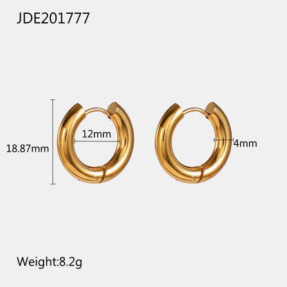 Chunky Classic 4MM Gold Stainless Steel Hoop Earrings PVD Plating Non Tarnish Waterproof Gradient Hoop Earrings for Women