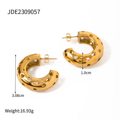 Uworld 316L Stainless Steel PVD Hoop Earrings Women Fashion Ear Clips Thread Texture Statement Earrings for Women Серьги Женские