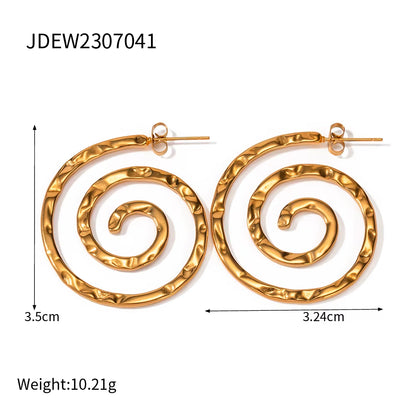 Uworld Stainless Steel Gold Plated Earrings 18K Unique Statement Multi-Layered Circles Spiral Earrings Daily Jewelry Waterproof