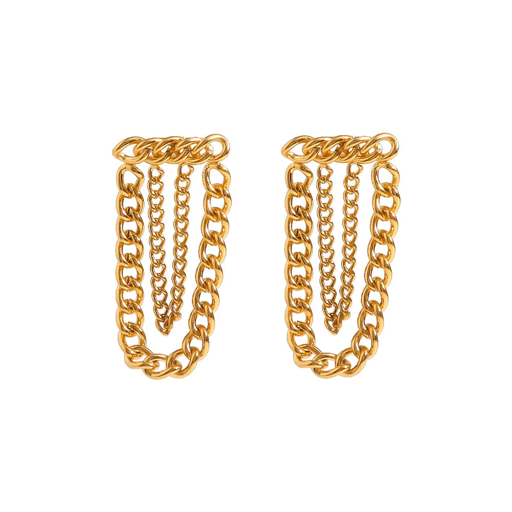 Uworld Hanging Chain Studs 18K PVD Gold Plated Stainless Steel Earringstrendy Daily Golden Jewelry Women Pendientes Verano 2023