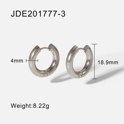 Chunky Classic 4MM Gold Stainless Steel Hoop Earrings PVD Plating Non Tarnish Waterproof Gradient Hoop Earrings for Women