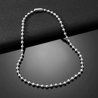 Stainless Steel Heart Necklaces for Women 6Mm Gold/Silver Color Metal Ball Bead Chain Choker Collier Femme Valentine'S Day Gift