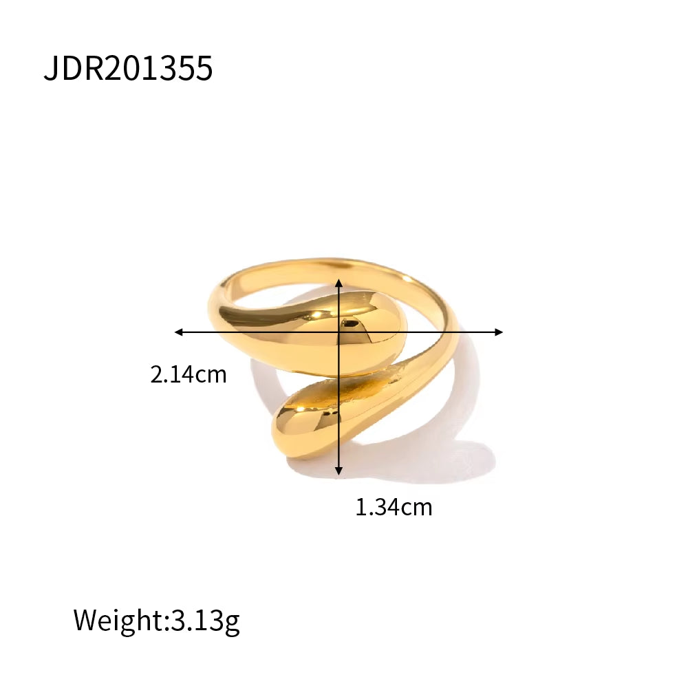 18K Gold PVD Plated 316L Stainless Steel Rings Finger Chunky Wedding Statement Jewelry Shell Freshwater Pearl Zircon Ring