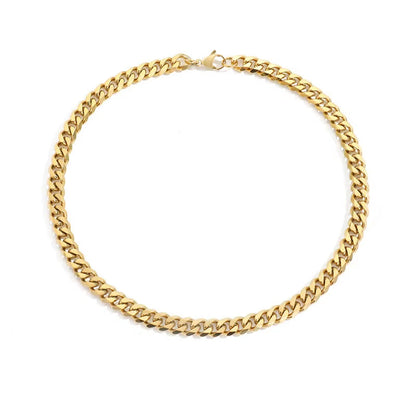 Emanco Stainless Steel Cuban Chain Necklace for Men - Gold-Plated Fashion Jewelry in Multiple Sizes