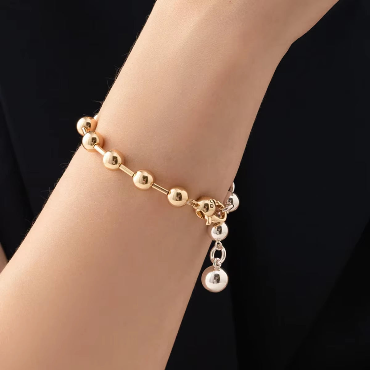 Uworld Stainless Steel Chain Beaded Bangle Bracelet Trendy 18 K PVD Plated Metal Texture Bracelet Waterproof Jewelry Браслеты