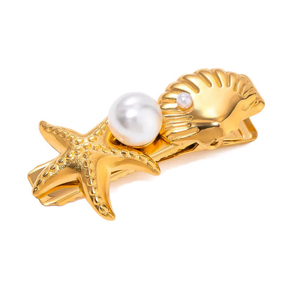 Uworld Trendy Gold Plated Hair Accessories Ocean Flower Series Stainless Steel Hair Clip Gift for Her