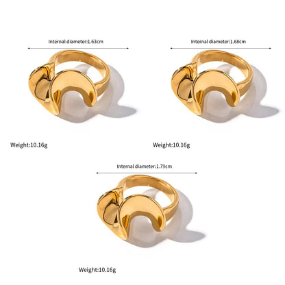 Stainless Steel Golden Wavy Skirt Ruffle Ring 18K Gold Color High Quality Rust Proof Waterproof Jewelry Women