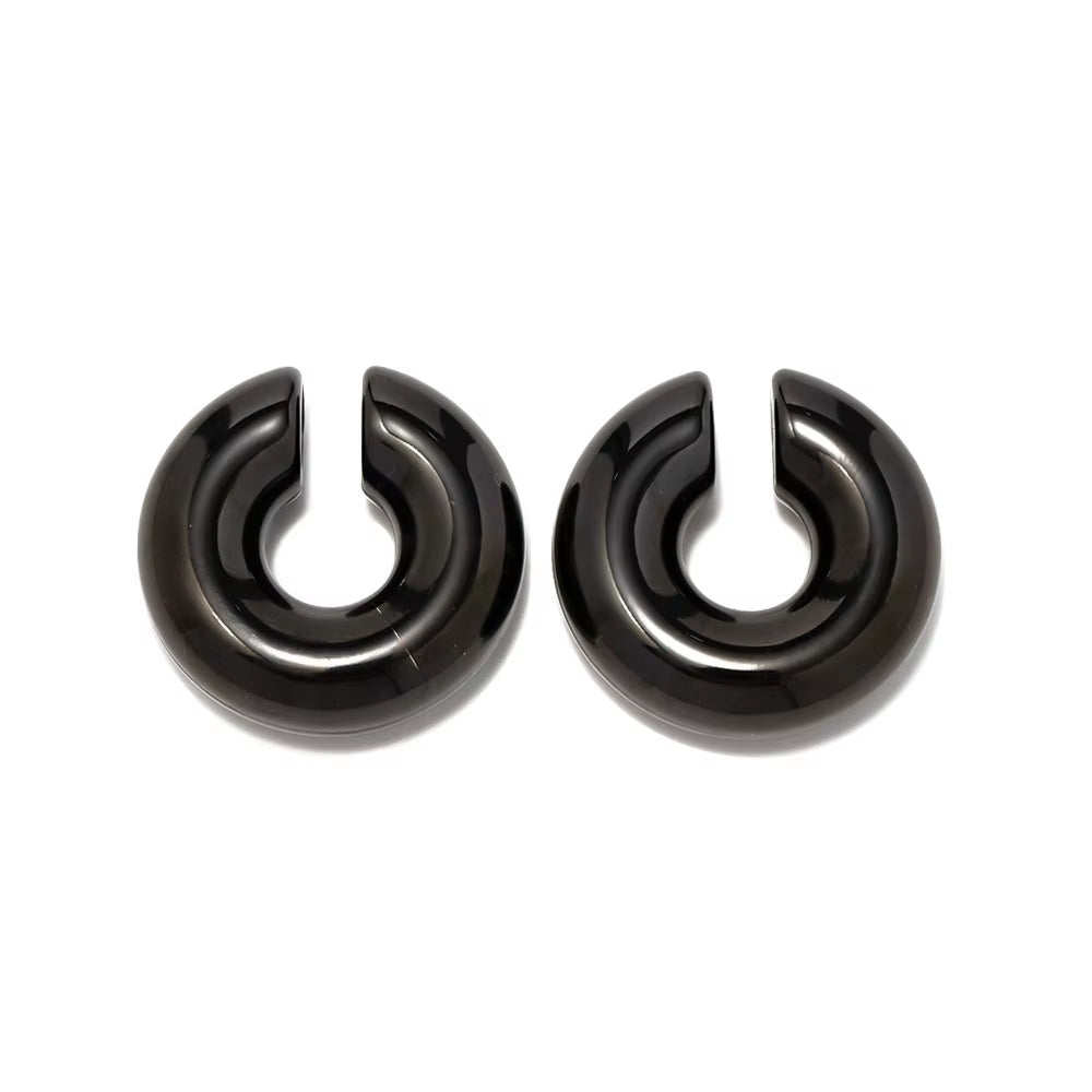 Uworld 316L Stainless Steel PVD Hoop Earrings Women Fashion Ear Clips Thread Texture Statement Earrings for Women Серьги Женские