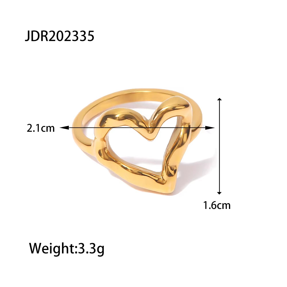 18K Gold PVD Plated 316L Stainless Steel Rings Finger Chunky Wedding Statement Jewelry Shell Freshwater Pearl Zircon Ring