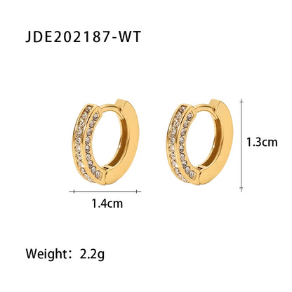 Uworld Trendy Full Zircon Gold Silver Blingbling Hoop Earrings 18K Gold PVD Plated Stainless Steel for Women Trendy Pendientes