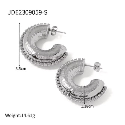 Uworld 316L Stainless Steel PVD Hoop Earrings Women Fashion Ear Clips Thread Texture Statement Earrings for Women Серьги Женские