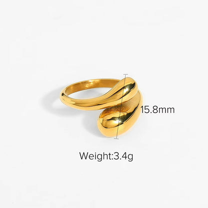 Uworld New Trendy 18K Gold Plated 316L Stainless Steel Chunky Rings for Women Creative Adjustable Cross Open Rings Jewelry