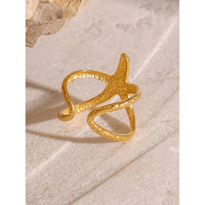 Uworld Beach Style Stainless Steel Star Open Ring Metal Waterproof Fashion Gold Color Jewelry Gift Anillo Acero Inoxidable Mujer