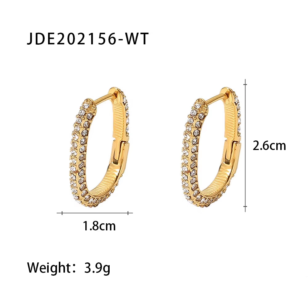 Uworld Trendy Full Zircon Gold Silver Blingbling Hoop Earrings 18K Gold PVD Plated Stainless Steel for Women Trendy Pendientes