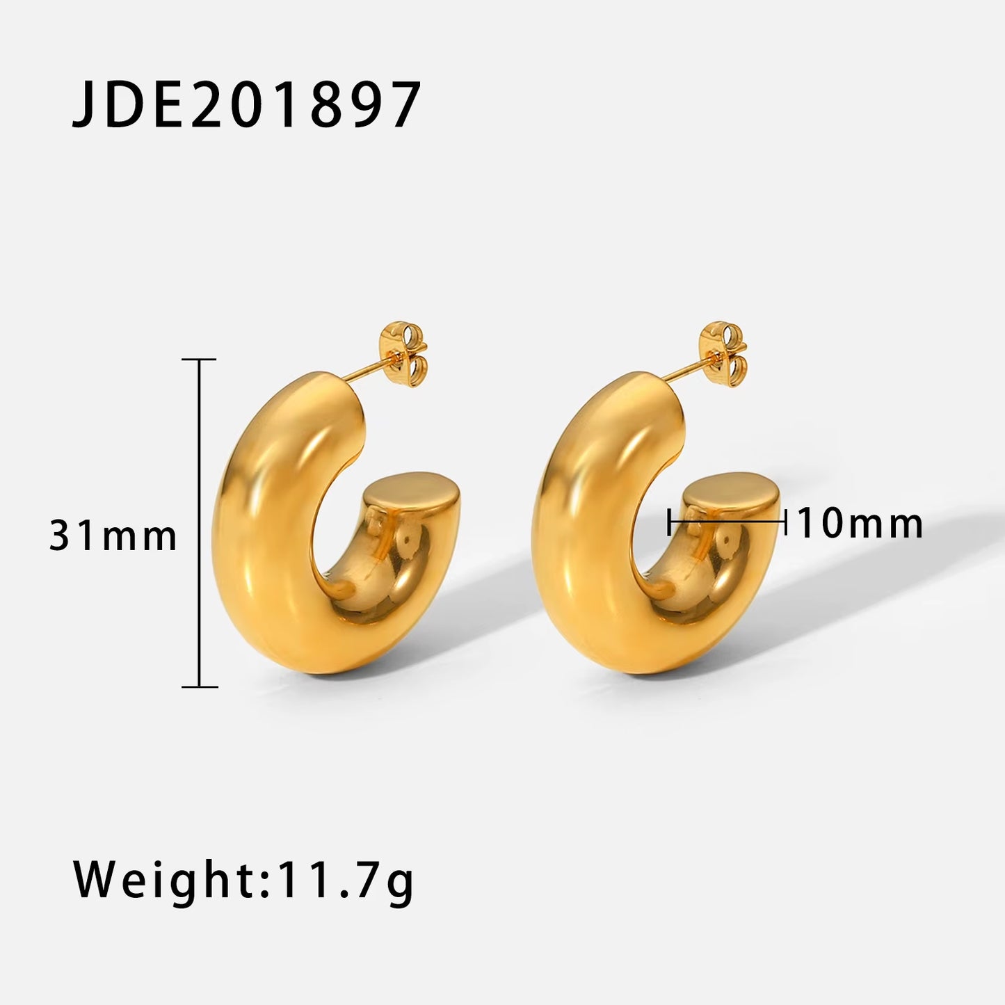 316L Stainless Steel PVD High Grade Hollow Design Chunky Bold Gold Hoop Earrings Chunky Statement Earrings Inoxidable