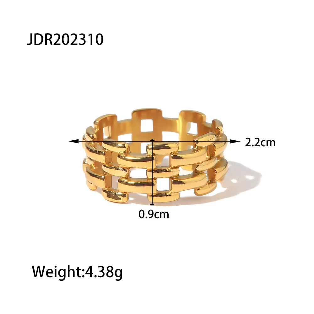 Uworld Classic Cool Fashion Thick Chunky Watchband Small Hoop Earrings 18K PVD Gold Plated Stainless Steel for Woman