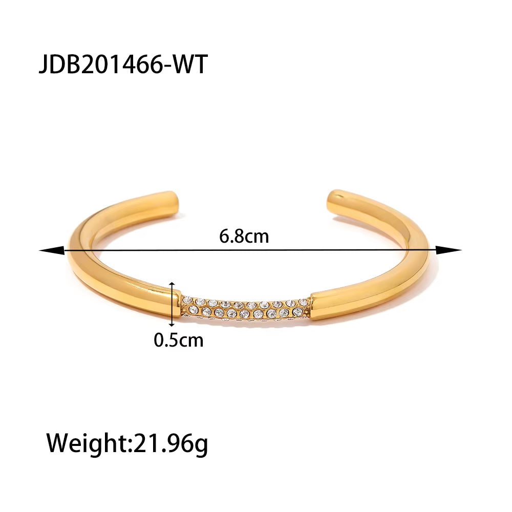 Uworld Ins 18K Gold Plated Stainless Steel Bracelet Jewelry Party Gift Opening Green White Cubic Zirconia Bangles Waterproof