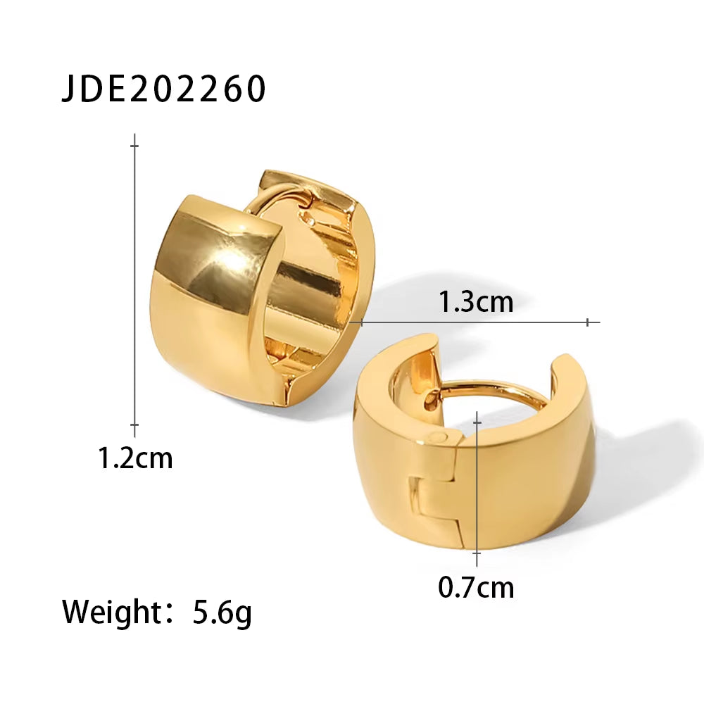 Uworld Stainless Steel Titanium Glossy Wide Ear Buckle Fashion Trendy Gold round Hoop Earrings Бижутерия Для Женщин 2022 Gift