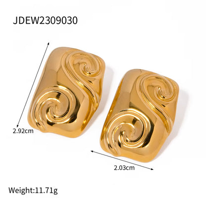 Uworld Stainless Steel Gold Plated Earrings 18K Unique Statement Multi-Layered Circles Spiral Earrings Daily Jewelry Waterproof