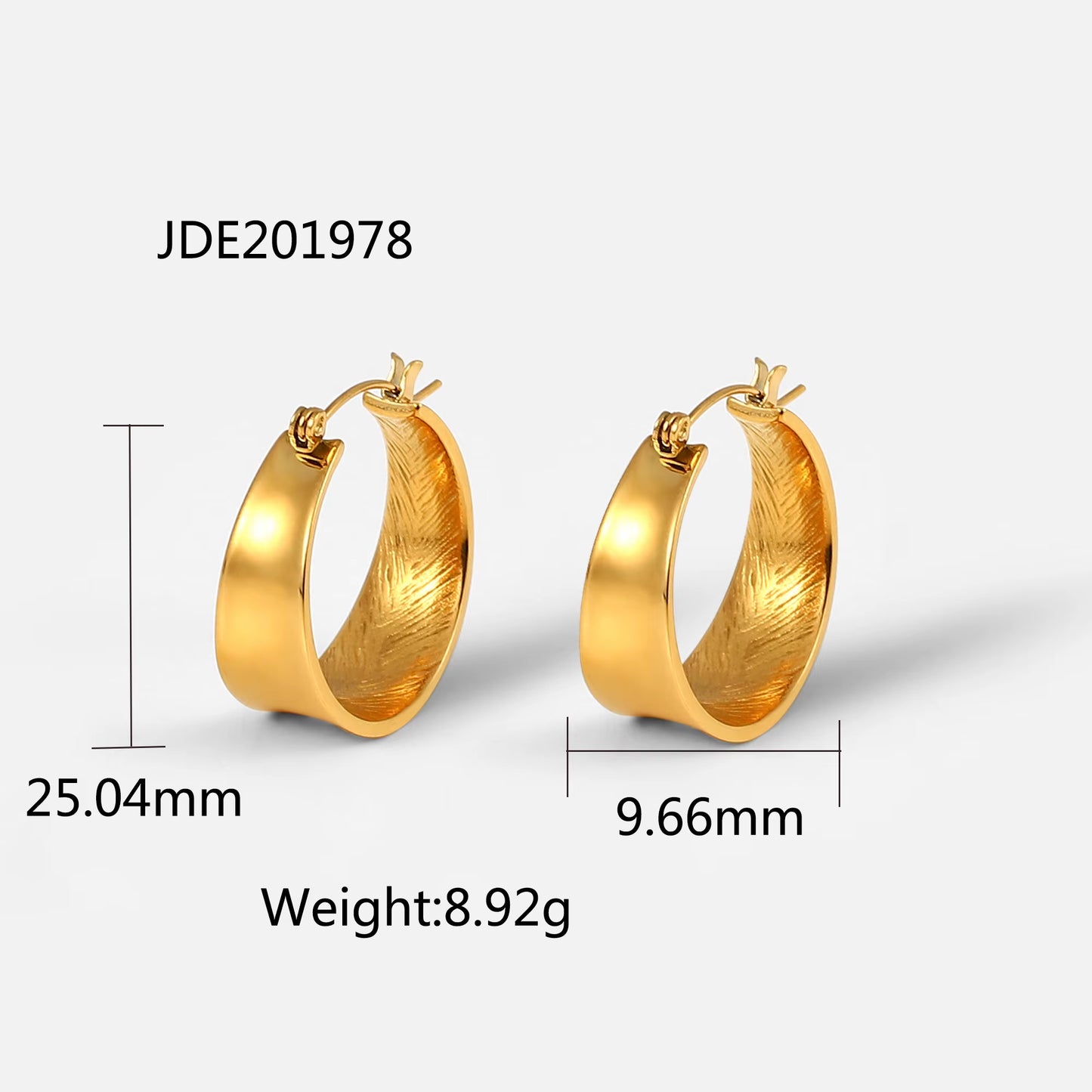 Shaped Hammer Shiny Zircon CC Shape Hoop Earrings for Women 18K Gold Plated Stainless Steel Circle Earrings Jewelry