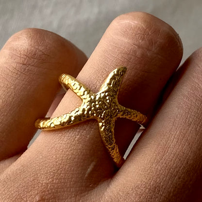 Uworld Beach Style Stainless Steel Star Open Ring Metal Waterproof Fashion Gold Color Jewelry Gift Anillo Acero Inoxidable Mujer