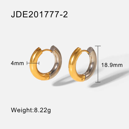 Chunky Classic 4MM Gold Stainless Steel Hoop Earrings PVD Plating Non Tarnish Waterproof Gradient Hoop Earrings for Women