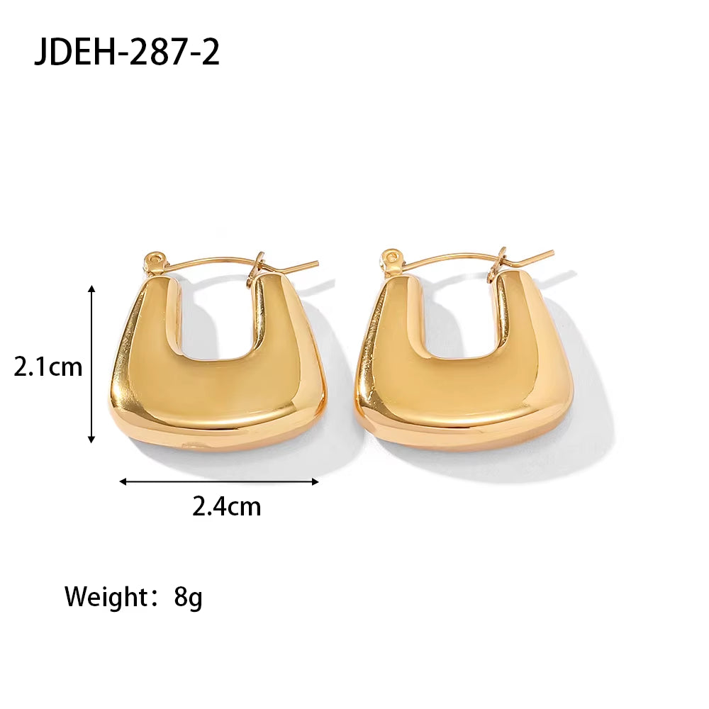 316L Stainless Steel PVD High Grade Hollow Design Chunky Bold Gold Hoop Earrings Chunky Statement Earrings Inoxidable